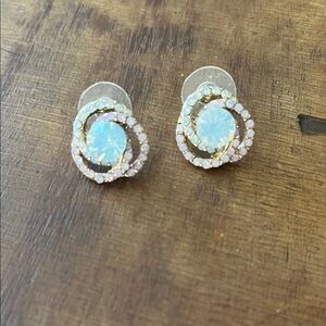Stanley Iridescent Opal and Gold Earrings